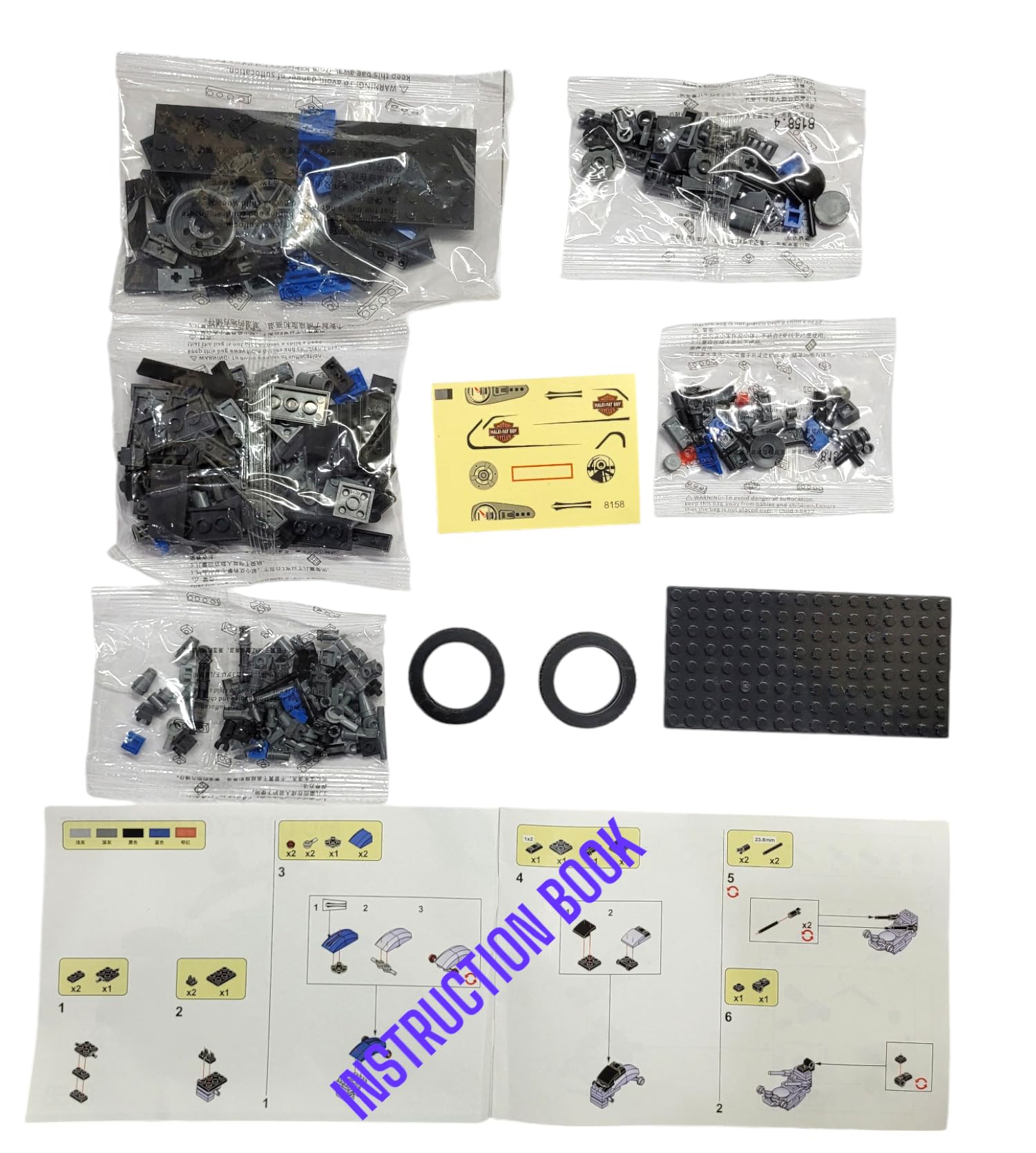 SHAKTISM Building Blocks Motorcycle Model Kit, 288 Pieces, Fat Boy Two-Wheeler Assembly Set 2