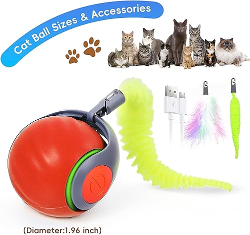 Miniatura 6 de Speedy Tail - Juguete para gatos 2.0, juguete interactivo para gatos aburridos de interior, bola de juego automática para mascotas, ajuste de dos