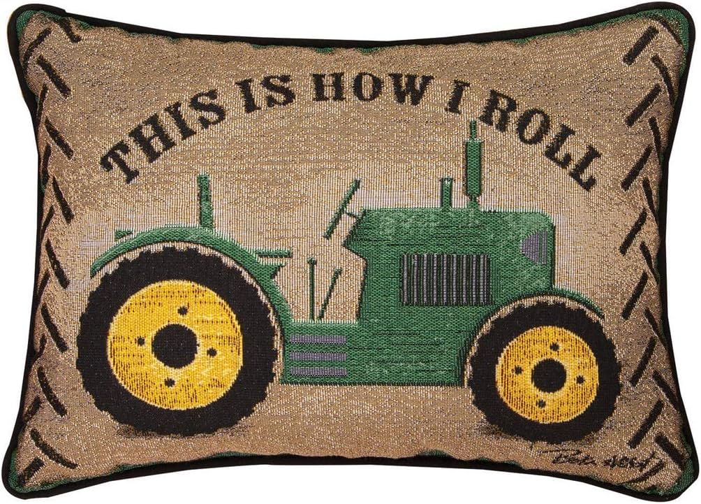 HlpiAMok SPPRANDOM Aeiniwer Manual Woodworkers Green Tractor This is How I ROLL RECTANGLUAR Pillow 18" X 13"