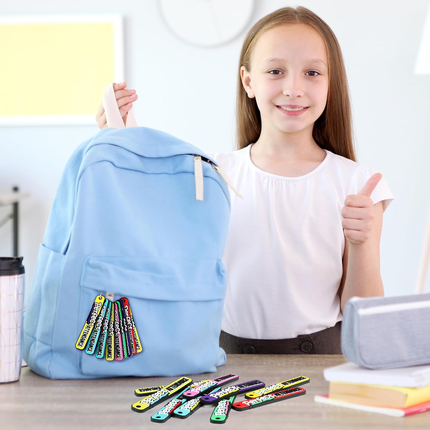 Eersida 325 Set Vbs 225 Perfect Attendance Sticks with 100 Chains Wearable Incentives to Promote & Encourage Better Student Attendance for Student Teacher School Classroom