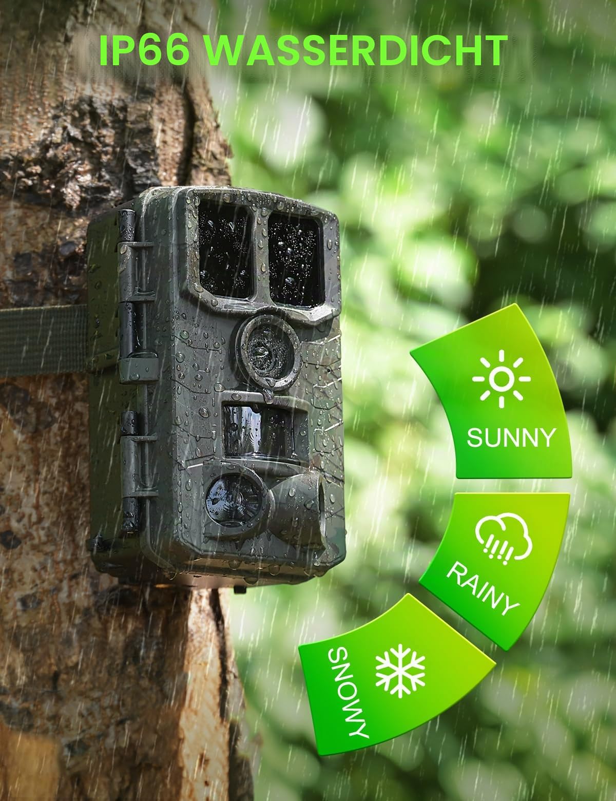 Coolifepro Wildkamera 60MP 4K HD, Wildtierkamera mit Bewegungsmelder Nachtsicht, 850nm IR LED Nachtkamera, 120° Weitwinkel mit 32GB Karte, für Tierbeobachtung und Sicherheitsüberwachung