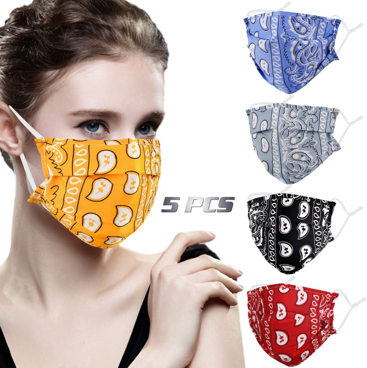 Genovega Stylish Face Mask with Adjustable Ear Loops, Folding Breathable Decorative Facemask for Women Man
