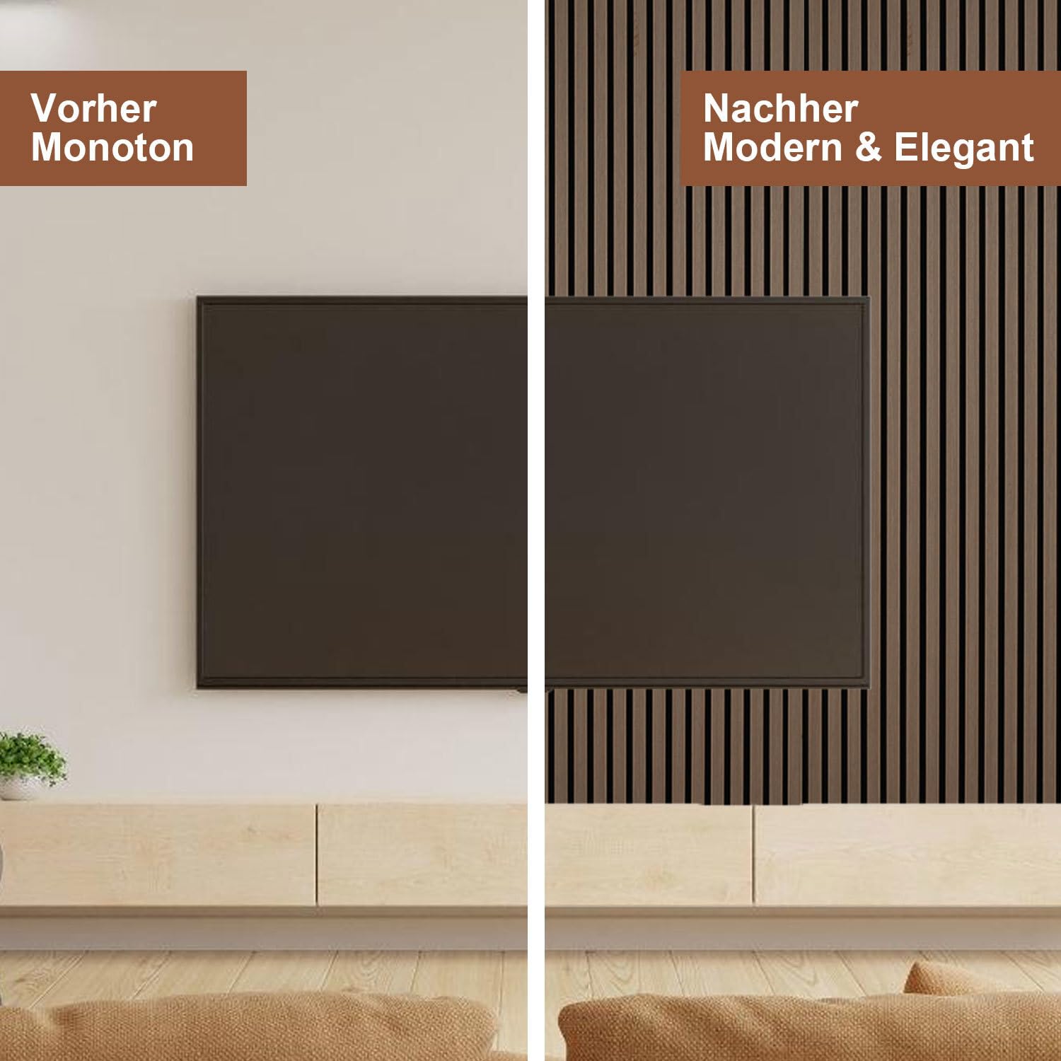 3 pannelli acustici in legno, 120 x 60 cm, rivestimento da parete fonoassorbente con impiallacciatura di legno e feltro, design moderno per interni, pannelli da parete in legno per migliorare