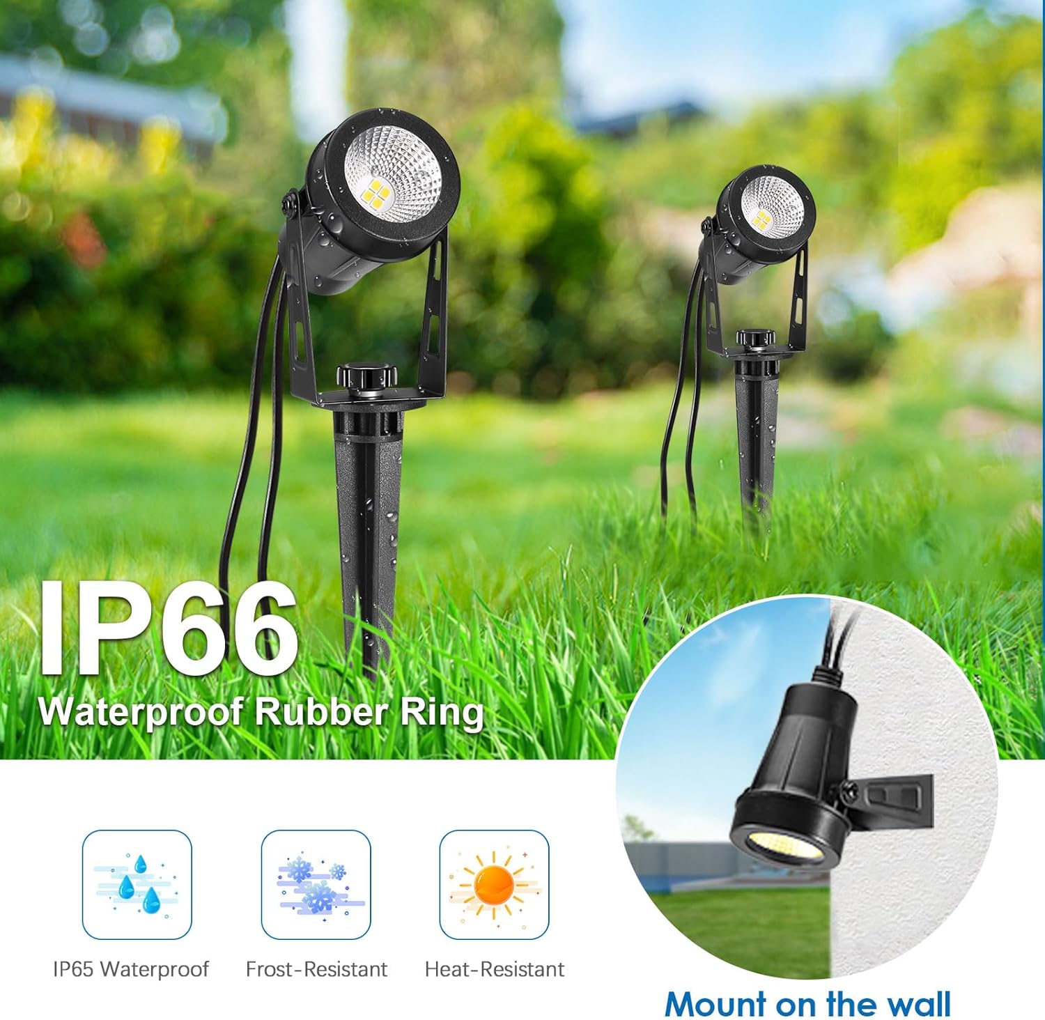 ALOVECO Low Voltage Landscape Lights, 8 Pack LED Spot Lights Outdoor with 30W Transformer IP65 Waterproof, Plug in Outdoor Landscape Lighting for Yard Garden Tree House Flag Pathway (Warm White 2700K) - Image 3