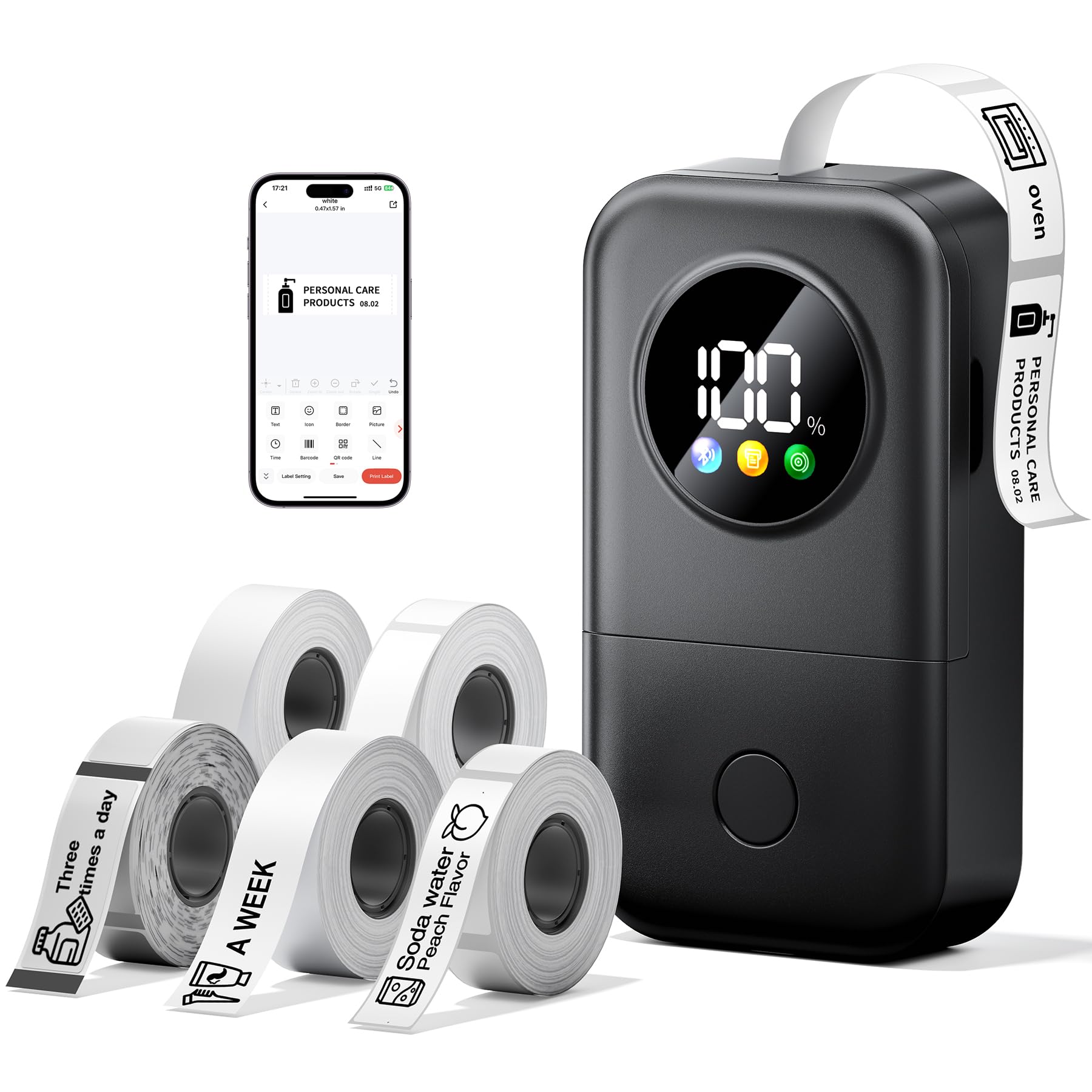 Phomemo D30D Etiquetadora, Impresora de Etiquetas Bluetooth con 5 Etiquetas