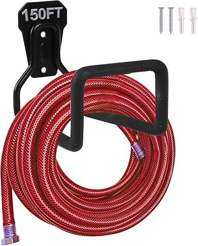 Miniatura 2 de 2 piezas de soporte de manguera resistente para almacenamiento de manguera de jardín, soportes de manguera de agua negra para montaje en pared