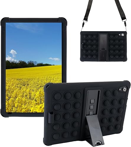Miniatura 61 de Funda de silicona con mango giratorio de 360 grados, correa de mano, correa de hombro/soporte para bolígrafo compatible con Samsung Galaxy Tab