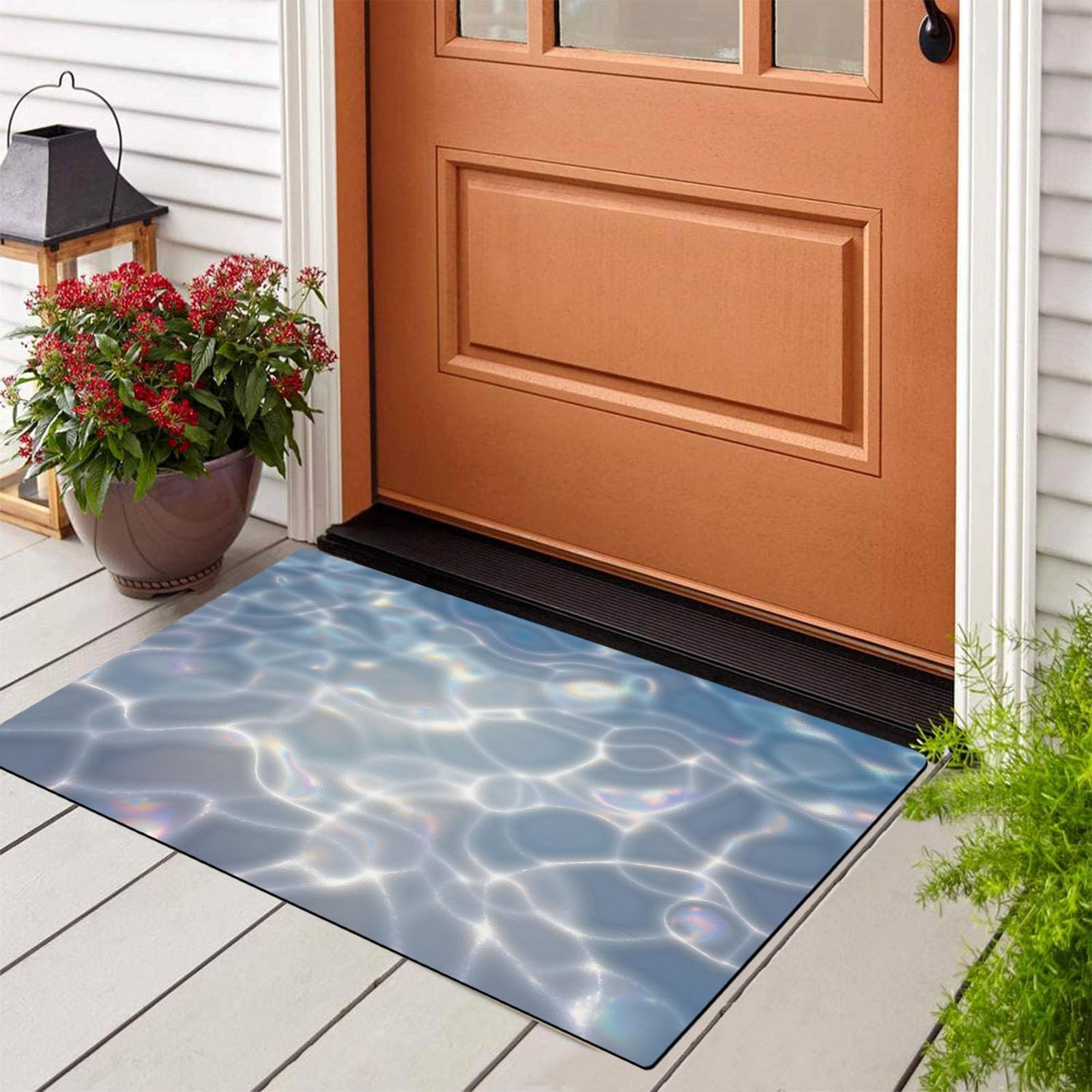 Alfombra Pequeña Entrada Casa Gris Azulado Antideslizante Lavables En Lavadora Tapetes 40X60 Cm Habitacion Baño Cocina Exterior Tapete Ondulaciones Sombras Luz De La Superficie Agua Pelo Corto Carpete