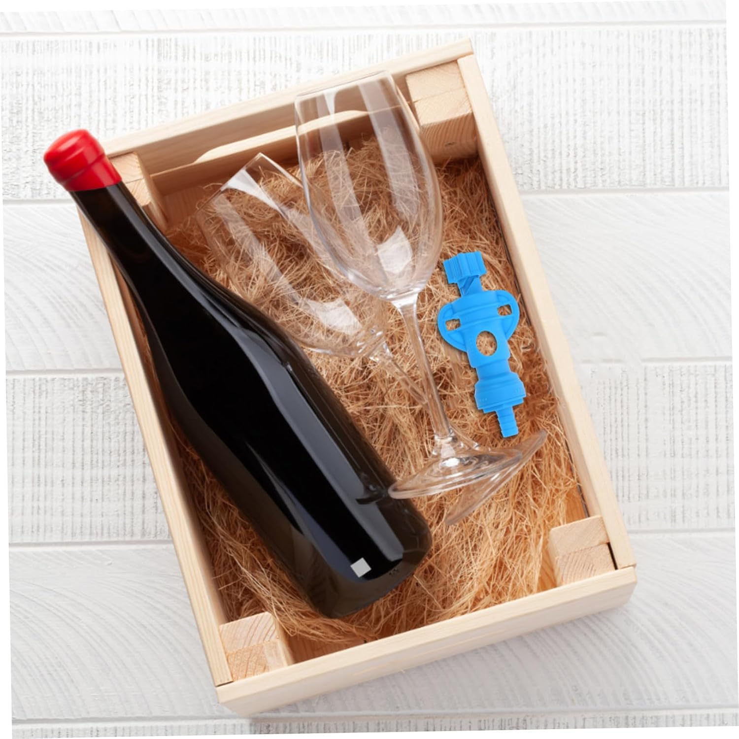Unomor Bib Connector Pp Material and Freshness Preservation Blue for Wine Bag Transfer with Precise Flow Control Quick Release Adapter for Boxed Wine Bags Suitable for Home