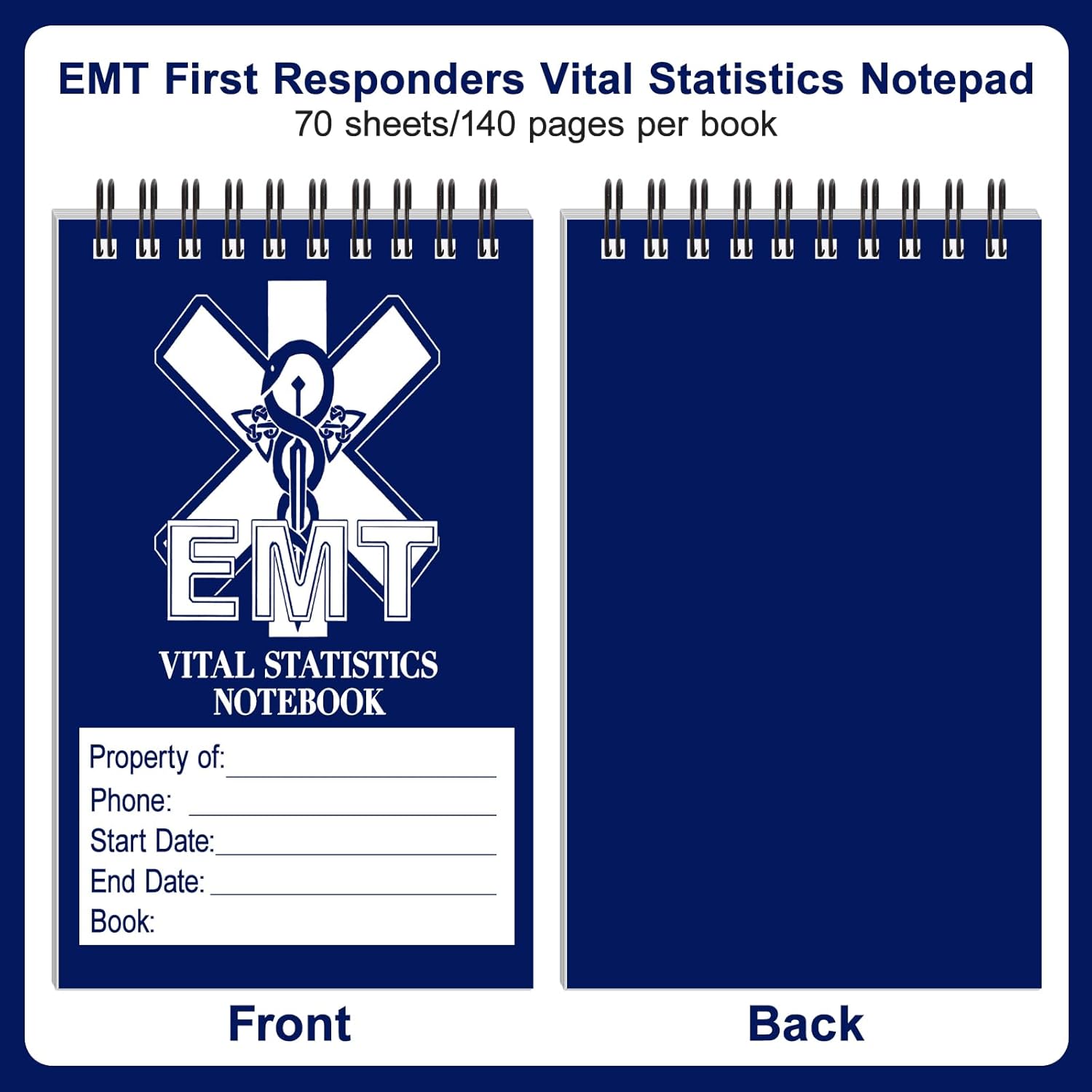 EMT/First Responders Vital Statistics Notepad, 12 Pack, Medical Field Notebook, 6x3.75 Inch, 70 Sheets per Pad (12)