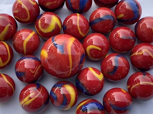 Miniatura 2 de 25 canicas de vidrio guacamayo escarlata rojoazulamarillo Superman estilo clásico paquete de juego (24 jugadores, 1 tirador) decoraciónrelleno de