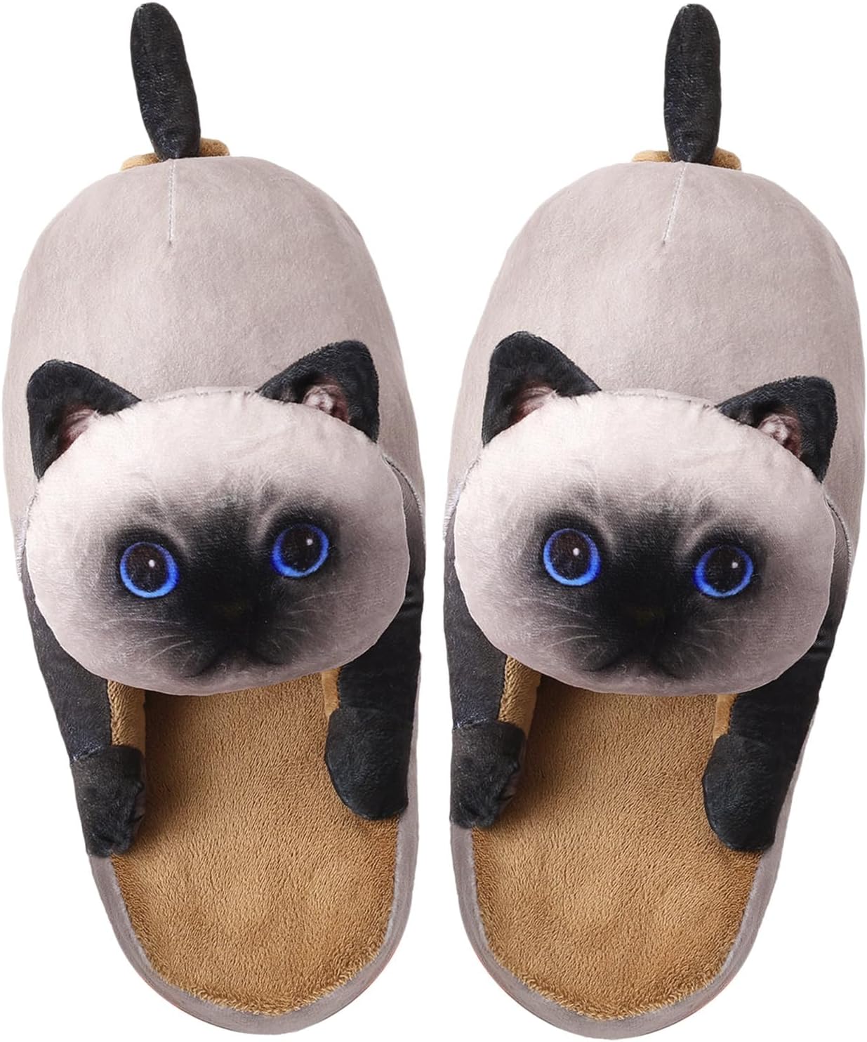 Cat Slippers for Women, Cute Fuzzy Animal Slippers For Indoor and Outdoor, Comfy Non-Slip Memory Foam Sole, Funny Cat Lover Gifts for Women