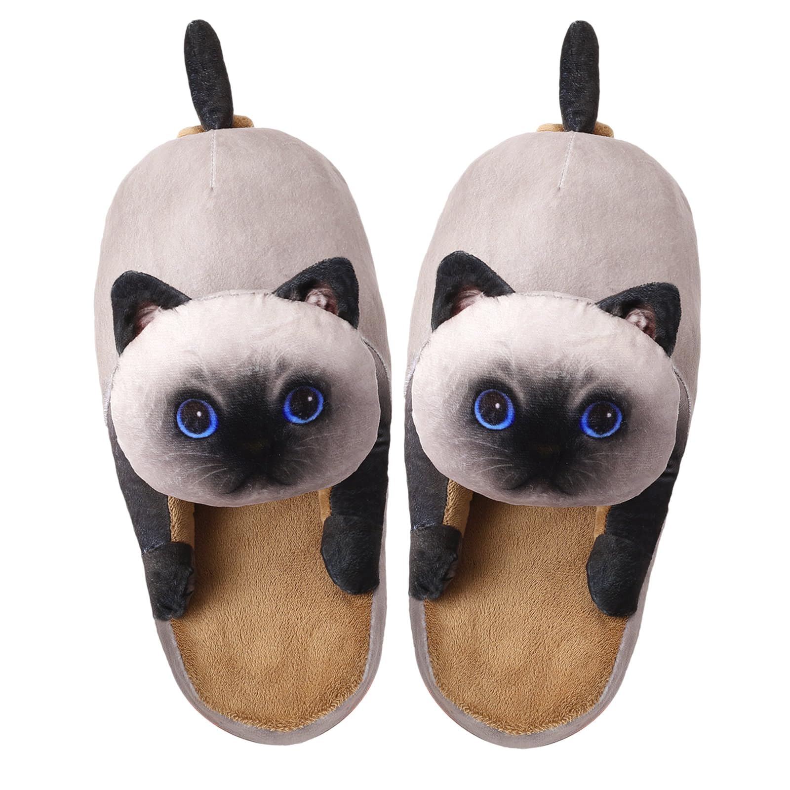 Cat Slippers for Women, Cute Fuzzy Animal Slippers For Indoor and Outdoor, Comfy Non-Slip Memory Foam Sole, Funny Cat Lover Gifts for Women