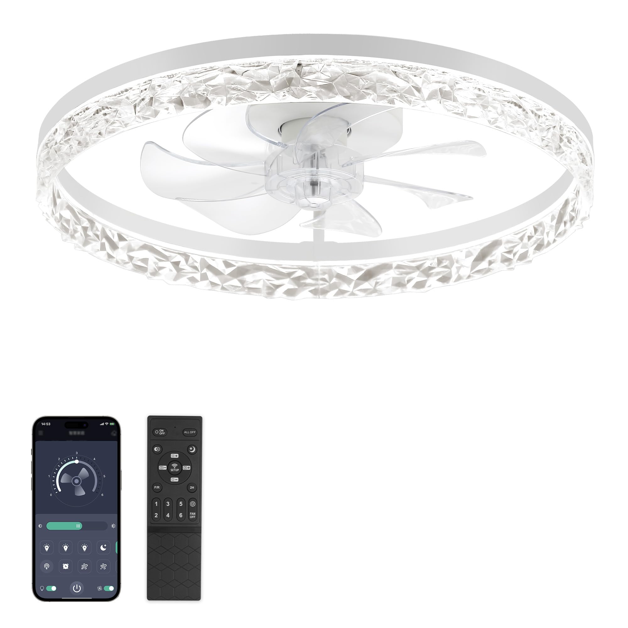 Ventilateur de plafond LED dimmable Ø50,8 cm silencieux avec télécommande - 8