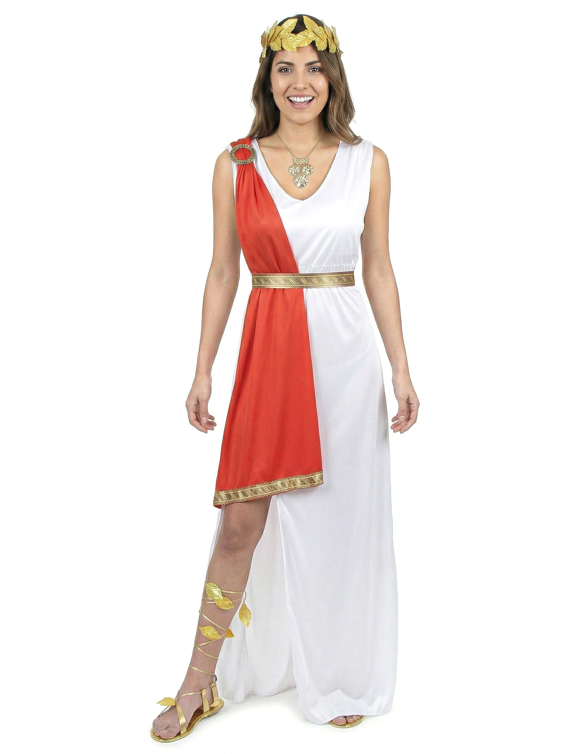 DEGUISE TOI Disfraz de diosa romana toga roja para mujer - M