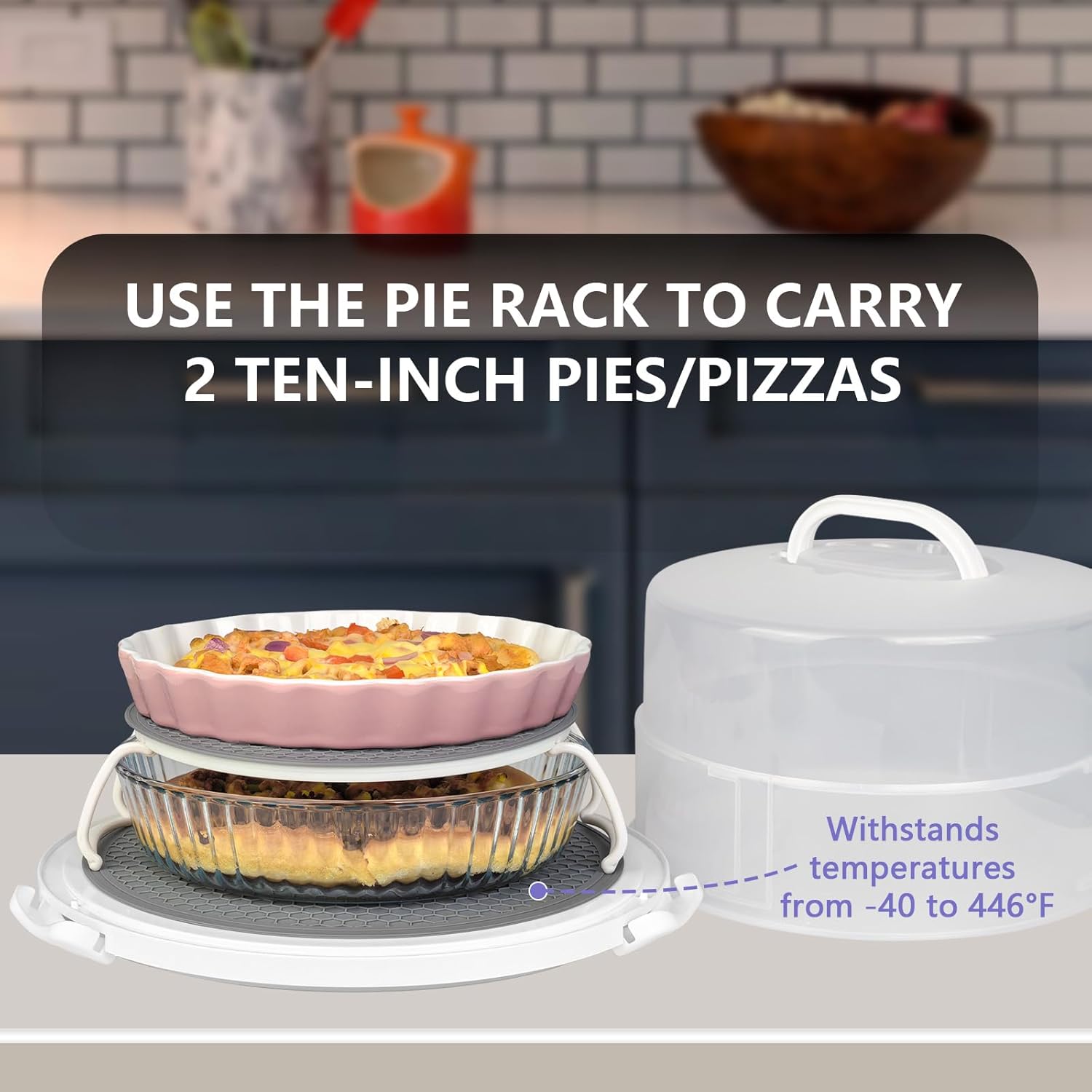 12 Inch Cake Carrier with Lid & Handle BPA-Free Cake Transport Container, Includes Insulated Bag, Cupcake & Pie Holders for Secure Dessert Delivery (Fits 7" Tall Cakes) (Purple)