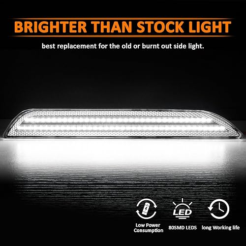 Miniatura 4 de Bestview Accesorios de luces LED de posición laterales traseras para Ford Mustang 2015-2022, doble fila blanca para guardabarros trasero trasero