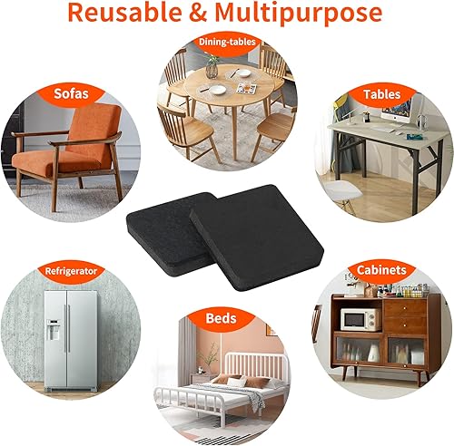 Miniatura 6 de Ezprotekt Deslizadores de muebles de fieltro de 3.5 pulgadas para suelos de madera dura y vinilo, 16 almohadillas cuadradas reutilizables de fieltro