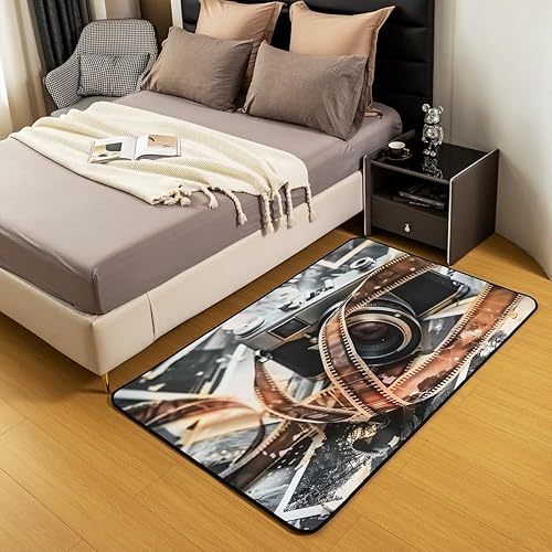 Miniatura 5 de Alfombra temática de fotografía, alfombra de película fotográfica vintage, para niños, adolescentes, mujeres, hombres, cámara antigua, para