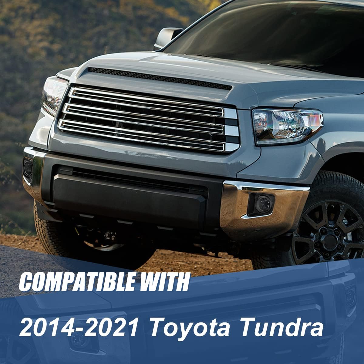 Auto Dynasty Full LED Projector Fog lights Compatible with 2014-2021 Toyota Tundra, Fog Light Lamps with Switch and Bezels, Driver and Passenger Side, Smoked Lens