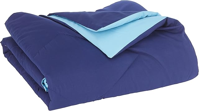 Amazon Basics Reversible Microfiber Comforter, navy/blue, 135X200cm