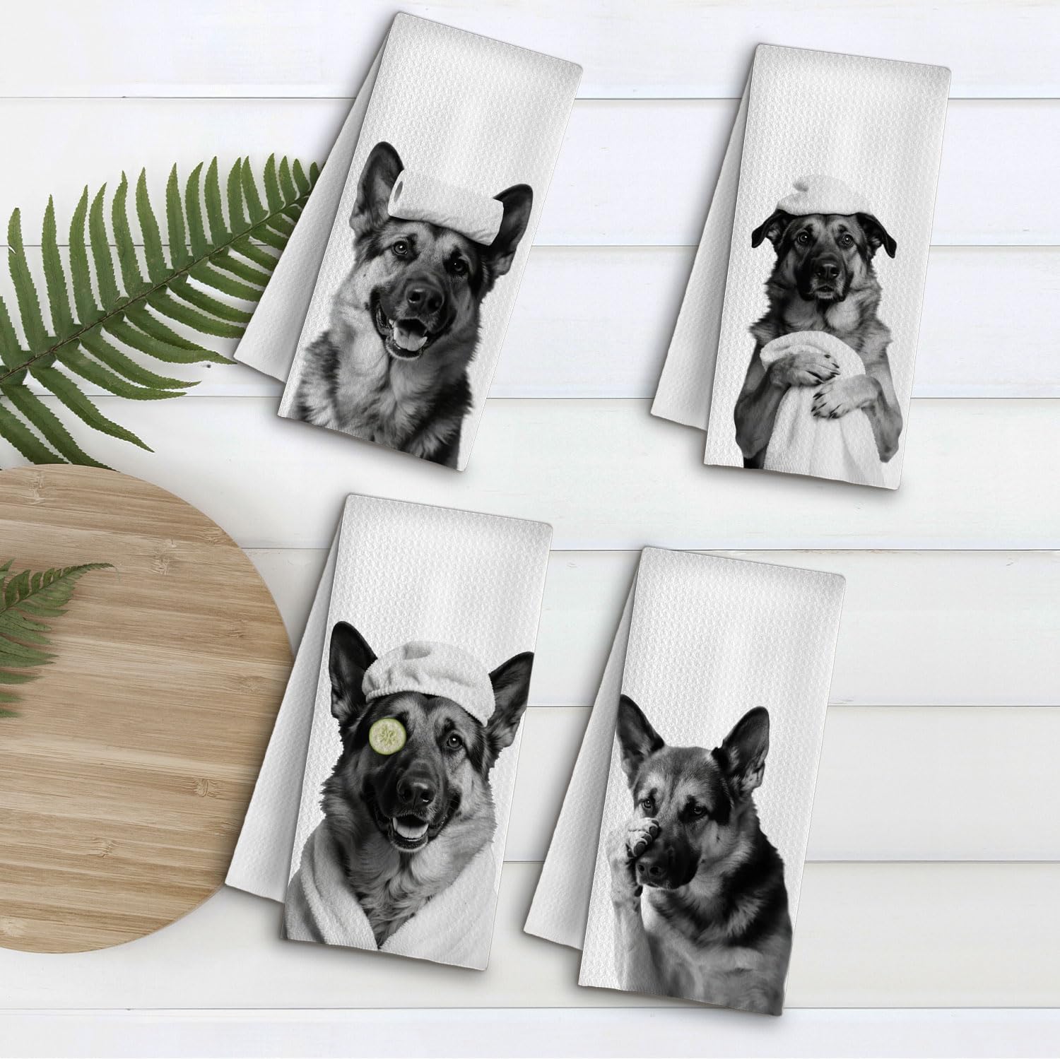 Funny German Shepherd Dog Bathroom Hand Towels, German Shepherd Gifts for Women Men, Dog Lover Gifts Decorative Hand Towels for Bathroom Washroom Toilet Restroom, 16x24 Inches Set of 4 - Image 5