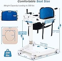 Vista 7 de Silla de transferencia de paciente con altura y ancho ajustables, silla de ruedas portátil con cómoda, ideal para ancianos, discapacitados