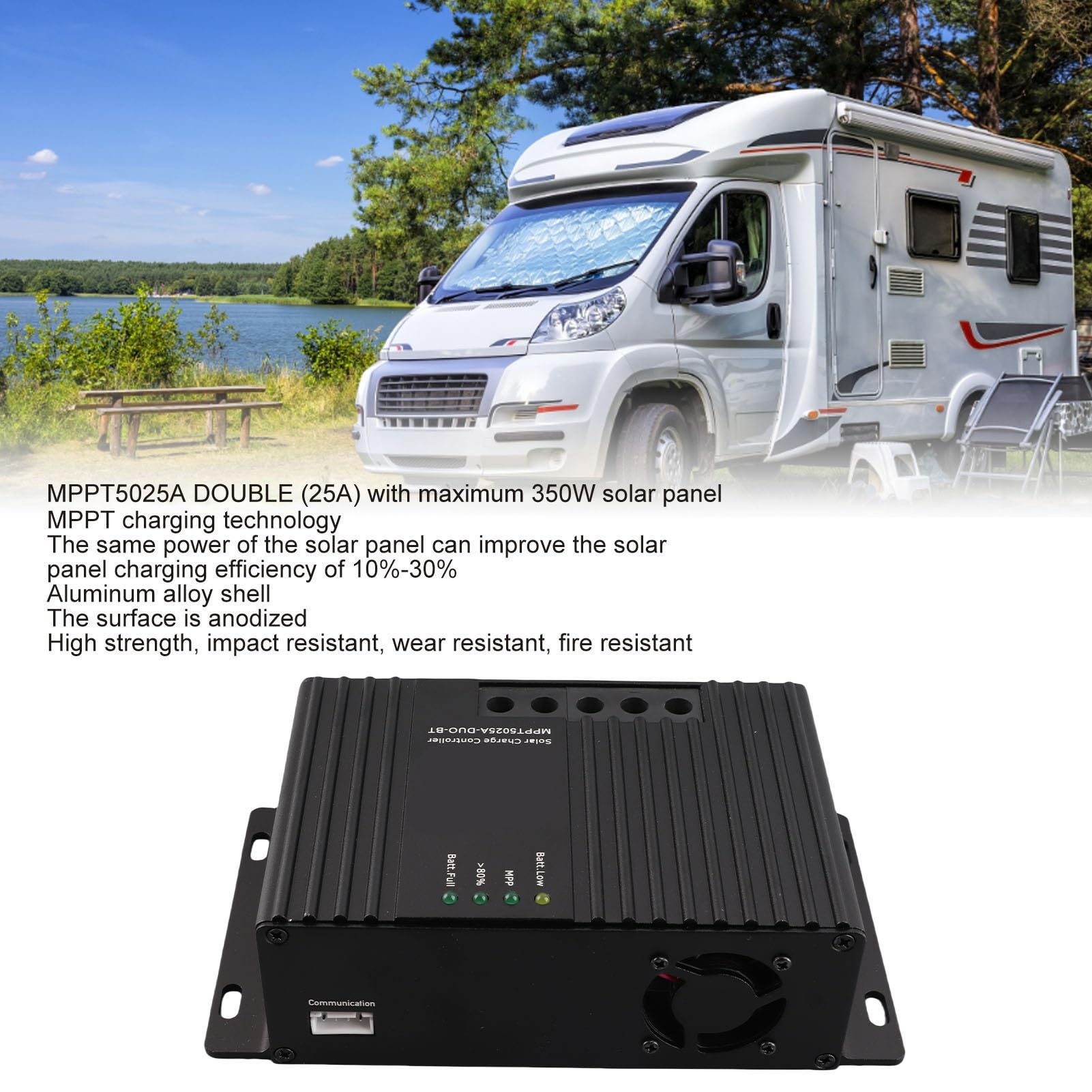 Contrôleur de Solaire 12V MPPT Chargeur de Panneau Solaire Régulateur de DéCharge Double de Batterie (MPPT5025A DOUBLE (25A))