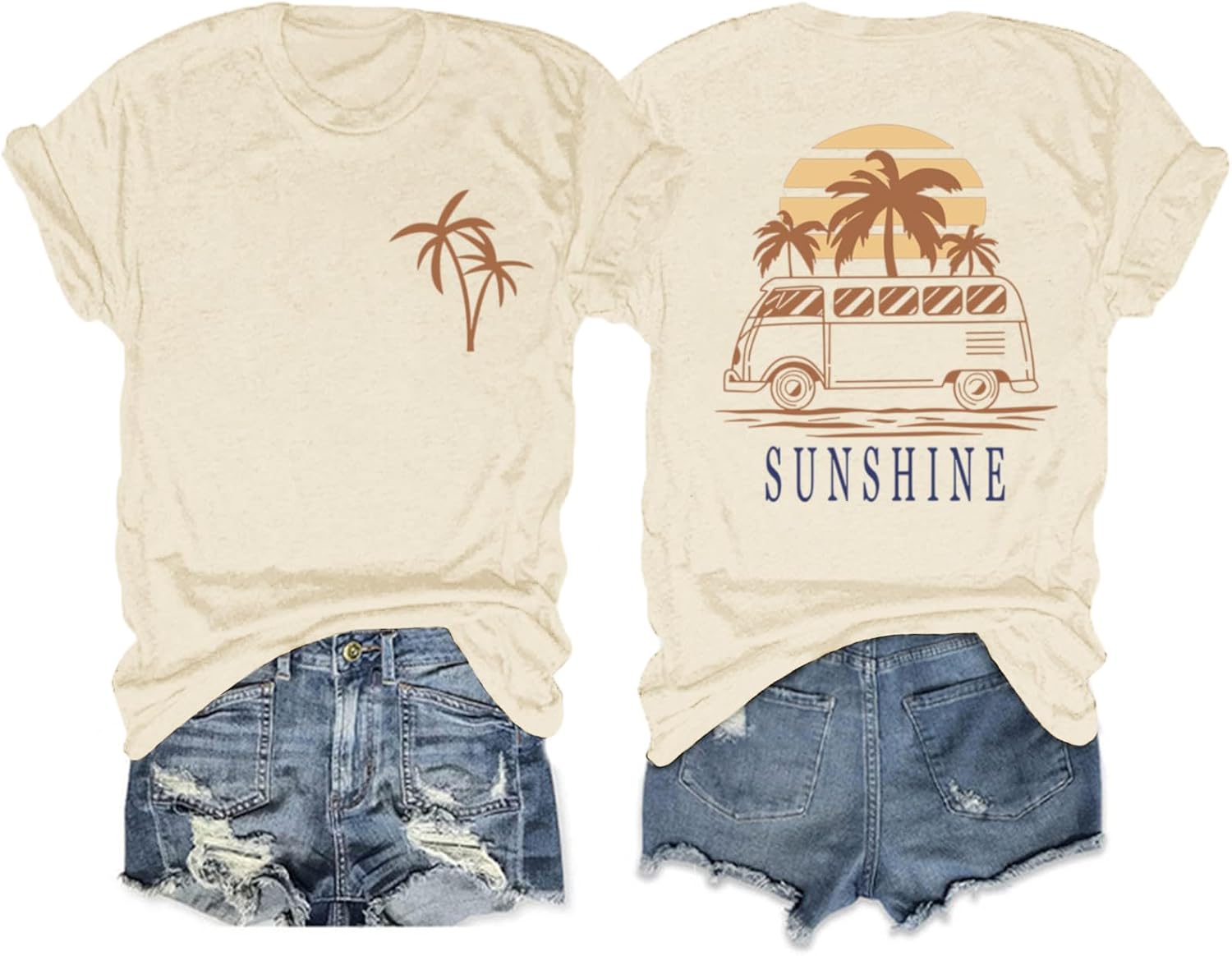 Hawaiian Shirts for Women Beach Hawaii Tropical Shirt Palm Tree Sunshine Graphic Tees Vacation Summer Vibes Tops