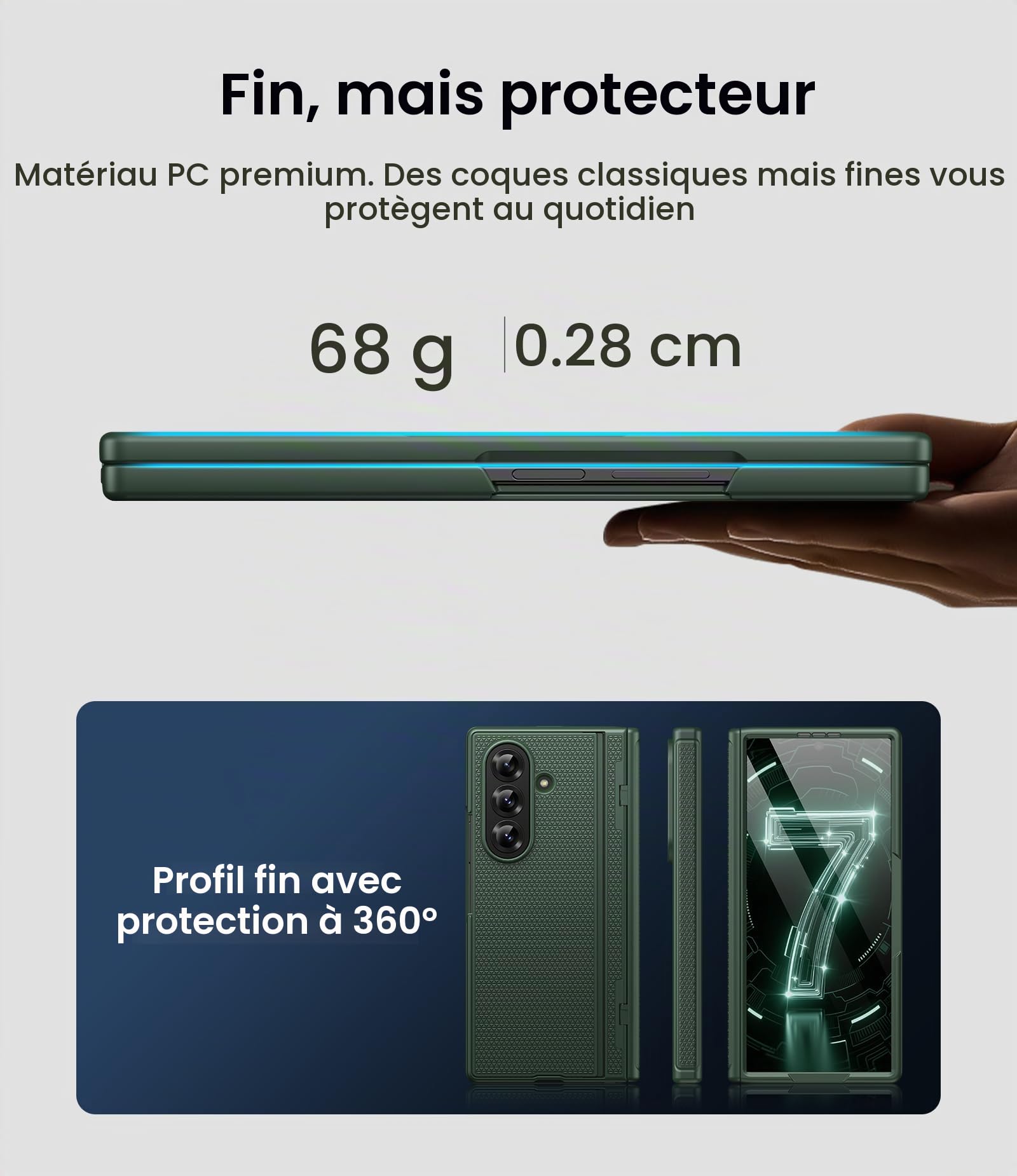 Coque pour Samsung Galaxy Z Fold7 avec Protection de Charnière, Vert