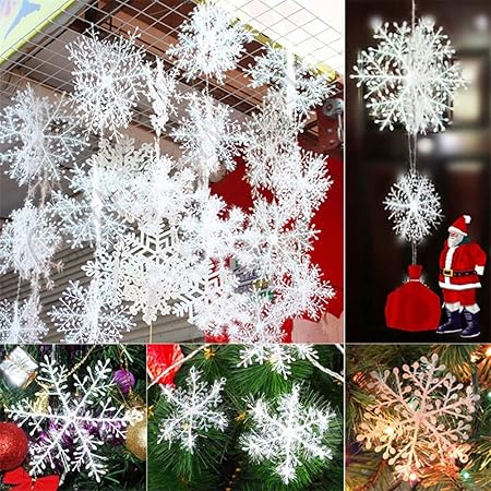 Amazon Co Jp Liroyal クリスマスオーナメント 雪花飾り 18個 クリスマス 飾り付けセット 雪の結晶 冬 クリスマスデコレーション 新年 パーティーグッズ おもちゃ