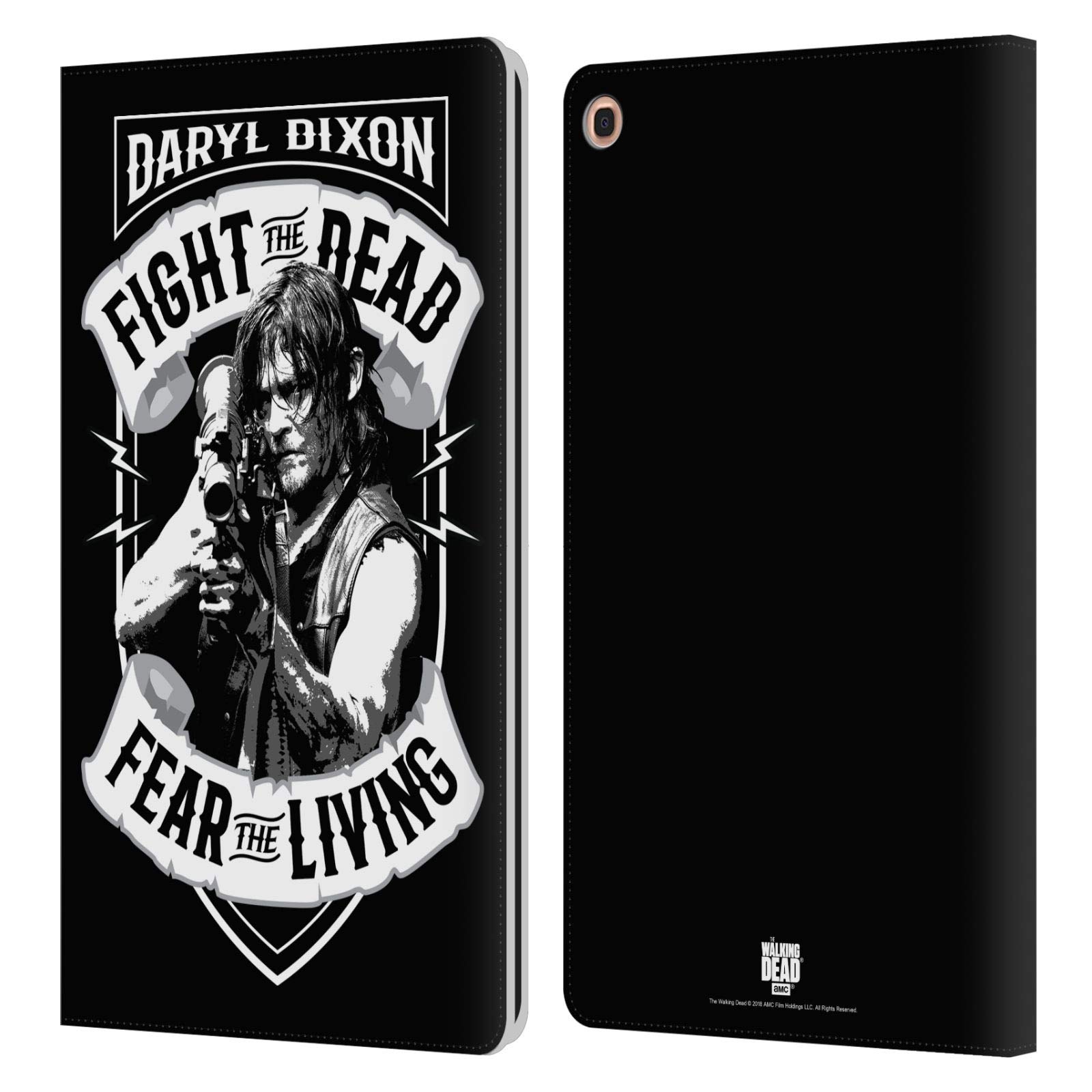 Head Case DesignsOfficially Licensed AMC The Walking Dead RPG Black White Daryl Dixon Biker Art Leather Book Wallet Case Cover Compatible with Samsung Galaxy Tab A 10.1 2019