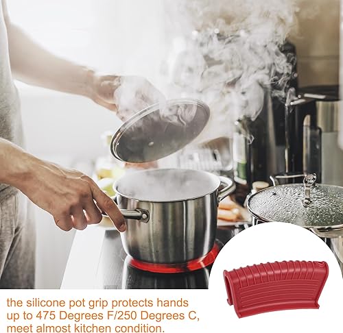 Miniatura 6 de uxcell 8 fundas de mango de sartén de hierro fundido, soporte de mango caliente de silicona, fundas antideslizantes resistentes al calor para sartén