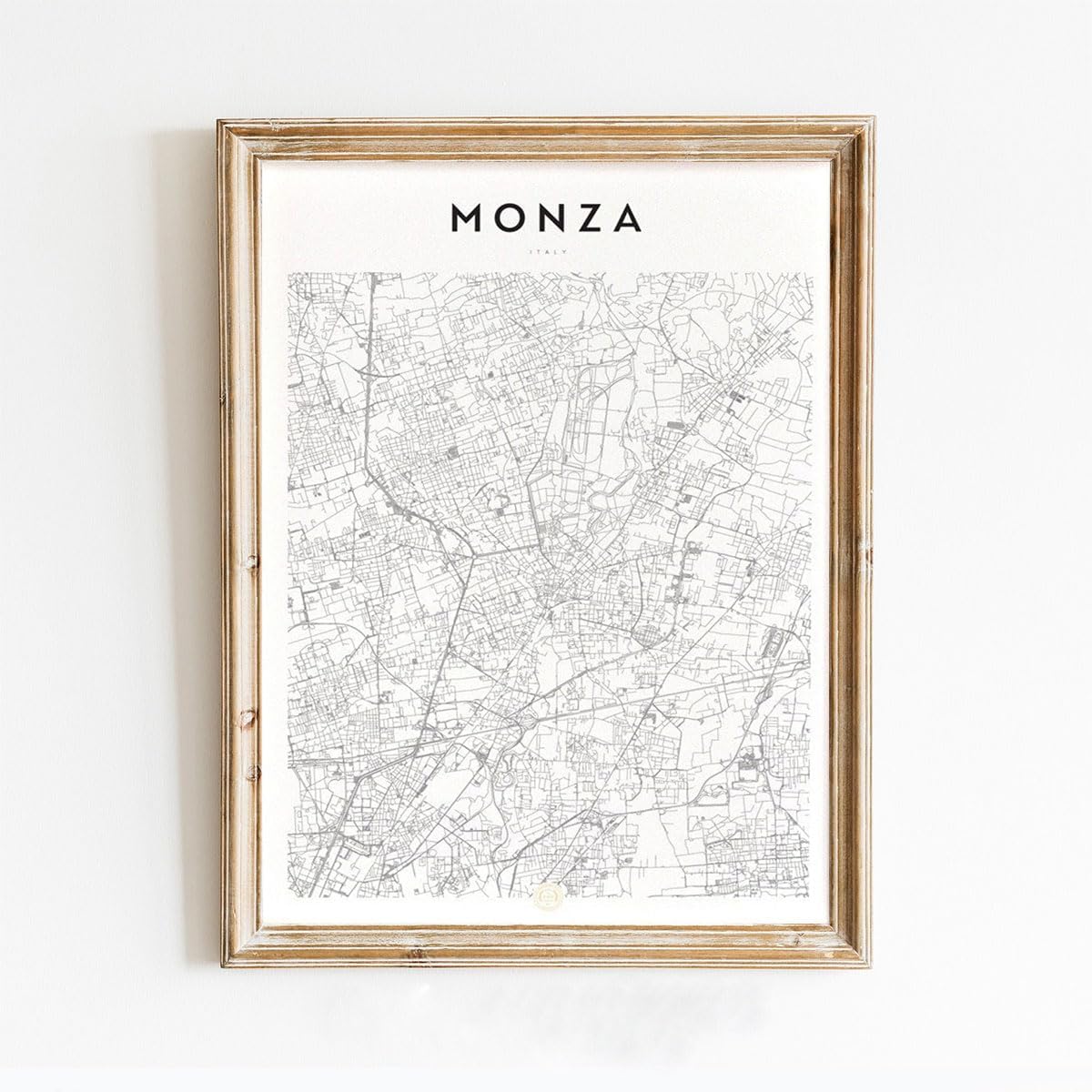 Modern Grey Poster of Monza Italy | 11x17 12x18 16x24 24x36 Unframed Mininal Wall Art | Minimalism Hometown City Traveler Print for Gift | Minimalist Home Office Decor