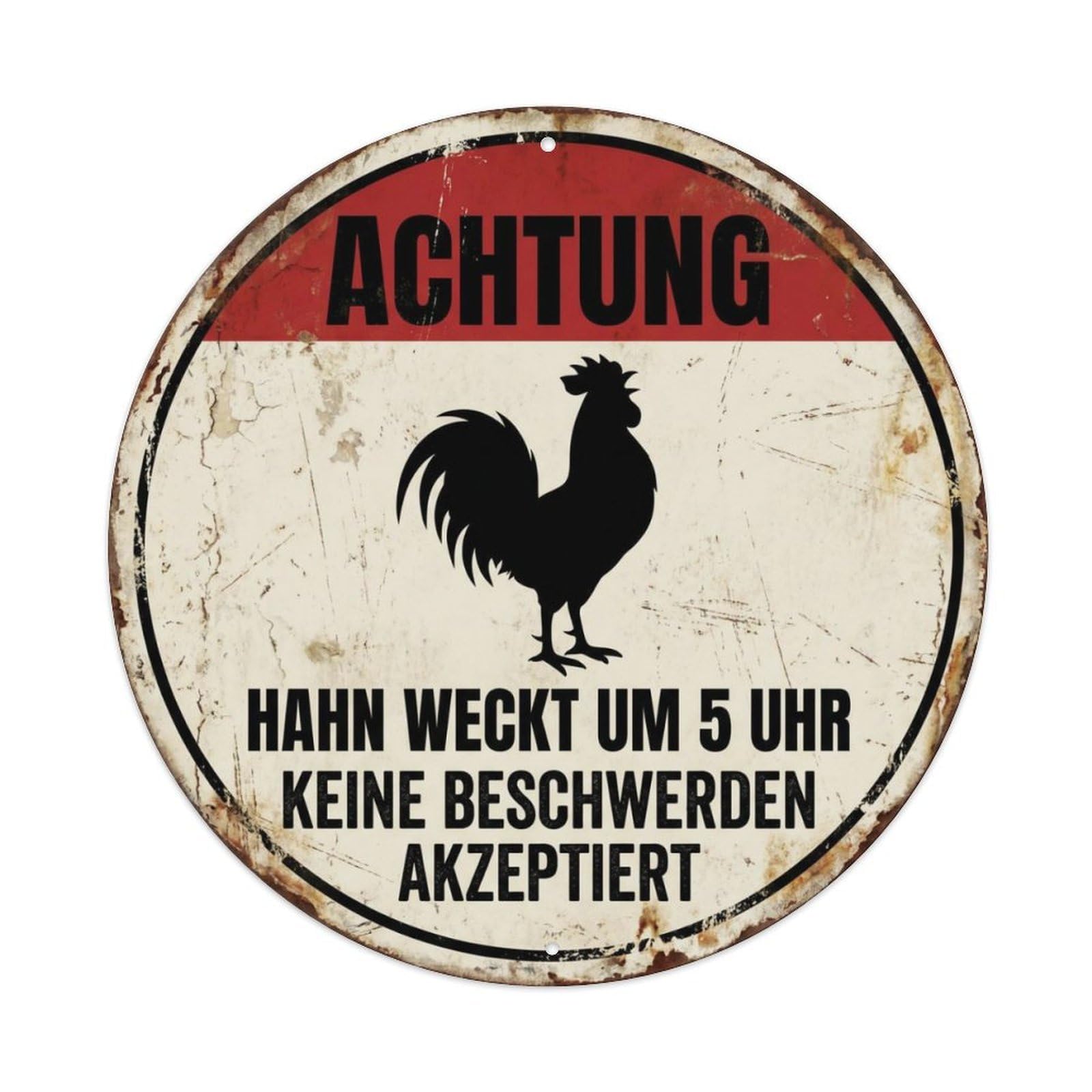Retro Rooster Morning Alert Vintage Metal Tin Sign Plaque Wall Decor for Cafe, Club, Garden Round Metal Poster 8x8Inch