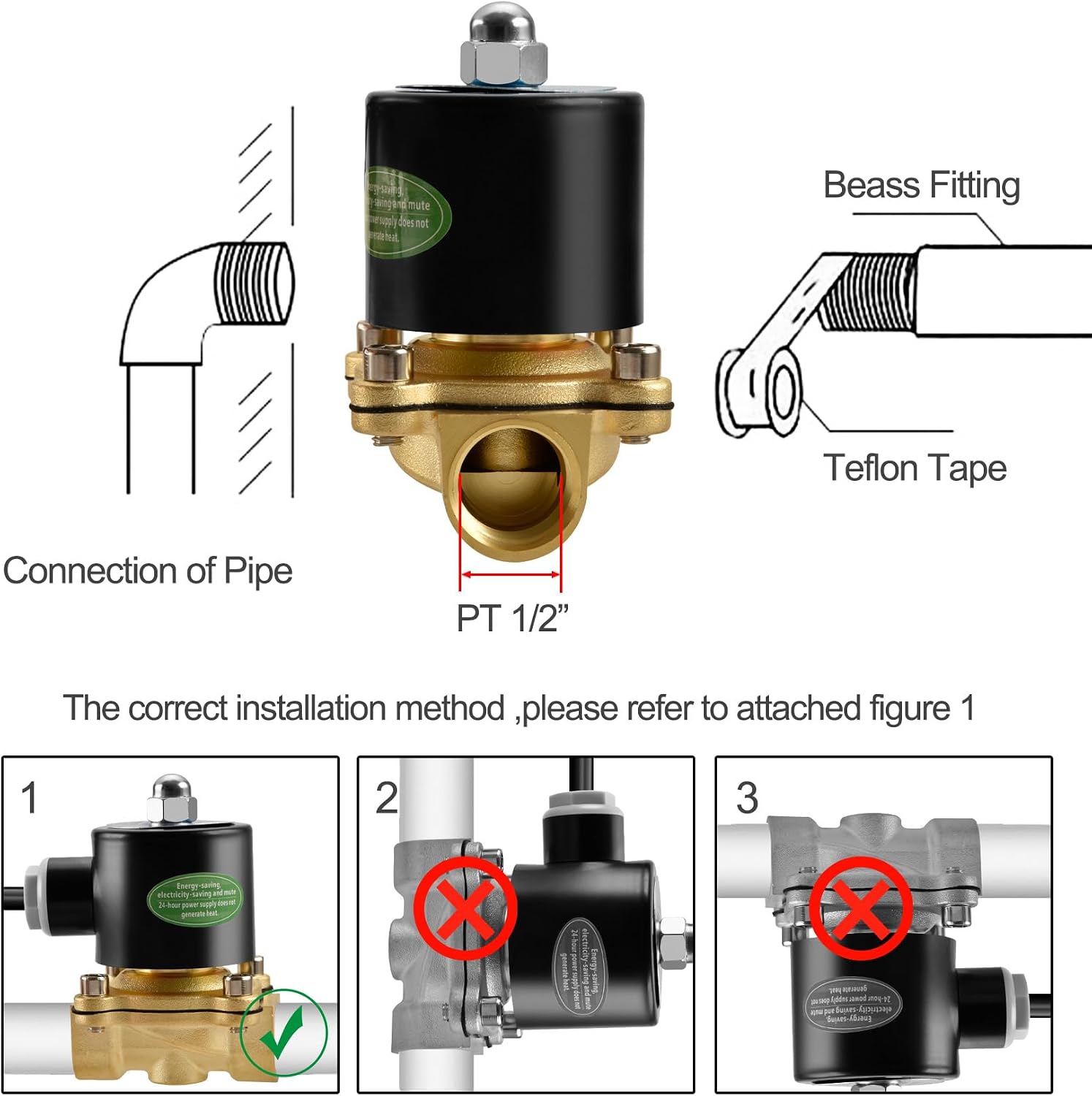 Heschen Brass Electric Solenoid Valve 2W-160-15J 1/2 Inch DC24V Direct Action Water Normally Closed Replacement Valve