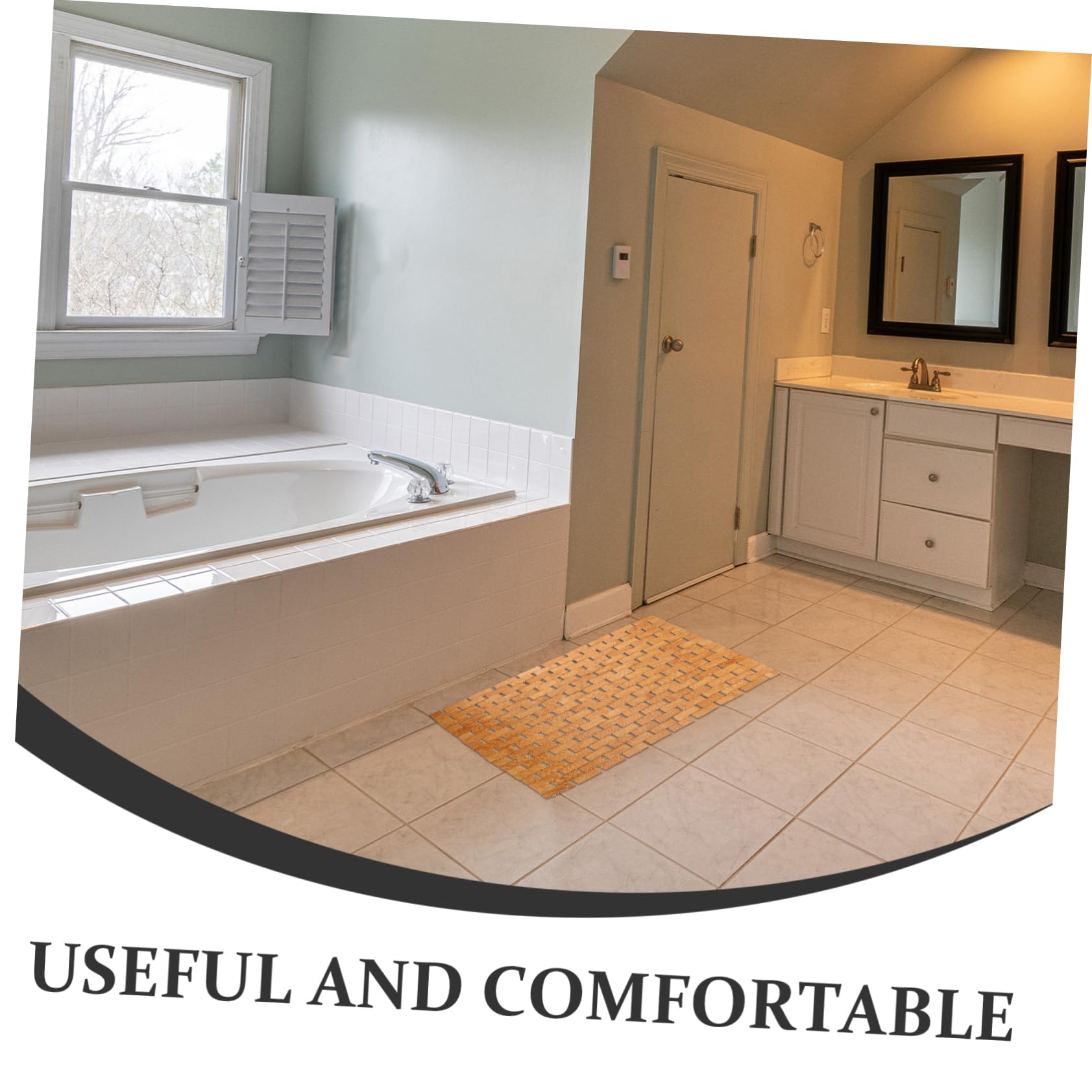 Tapis en Bambou Antidérapant pour Salle de Bain et Cuisine, Tapis de Sol en Bambou Naturel Tissé la Main, Couleur Kaki, pour Maison et Dortoir
