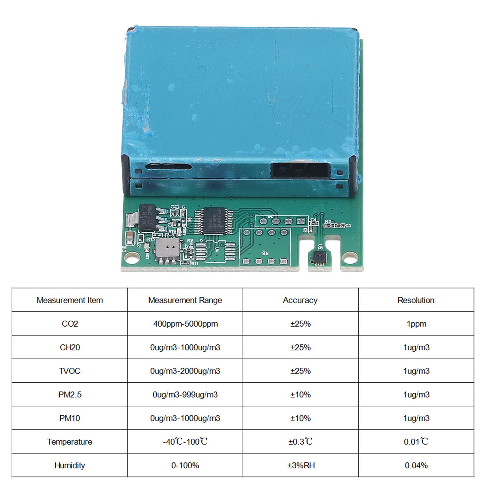 Module de capteur de CO2 PolyGen PM2.5, détecteur multifonctionnel de qualité de l'air pour TVOC, CH2O, PM10, température et humidité avec interface de communication UART TTL