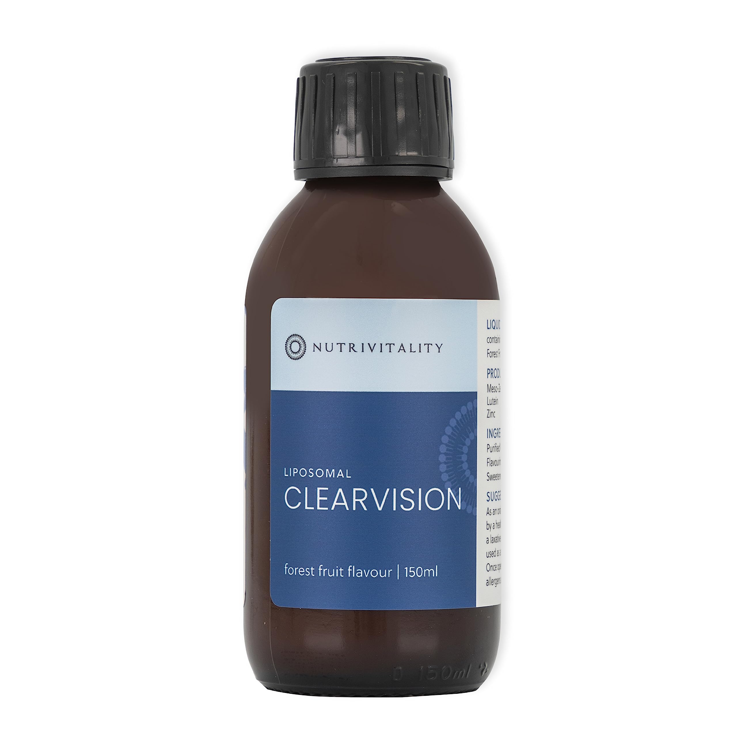ClearVision Bottle l Supplement for Normal Vision l Lutein, Meso-zeaxanthin, Zeaxanthin, Zinc l 150ml (30 Servings) l Forest Fruits Flavour