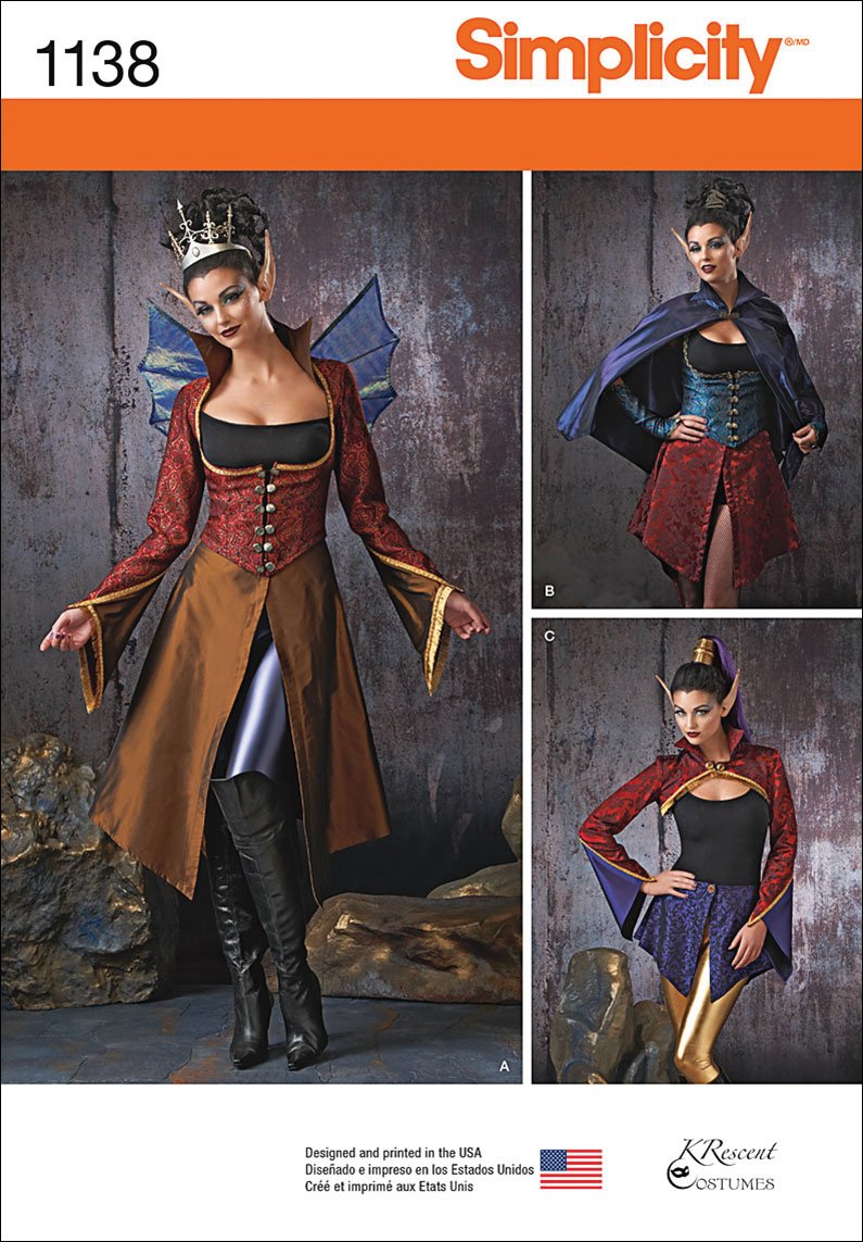 Simplicity Patterns 1138 Misses' Dark Faeries Costumes, R5 (14-16-18-20-22)