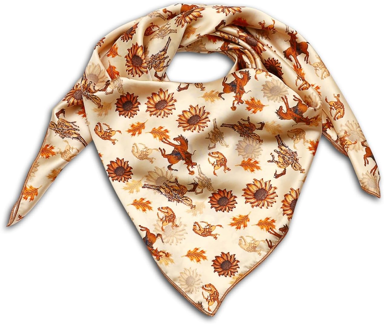 Western Cowboy Bandana Square Silky Wild Rags Bronco Pattern Tribal Scarves for Men & Women