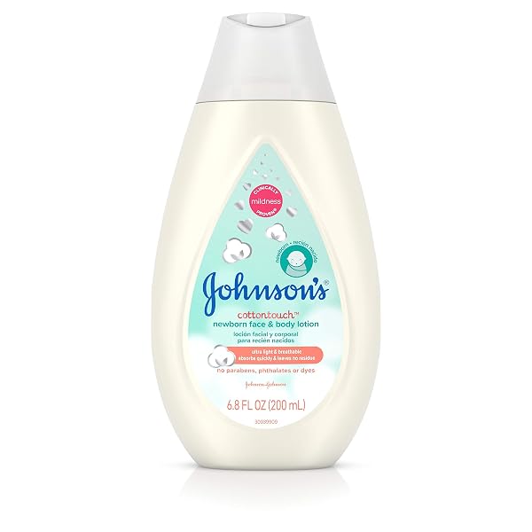 JOHNSON'S Cotton Touch Newborn Baby Face and Body Lotion, Made with Real Cotton 27.1 oz