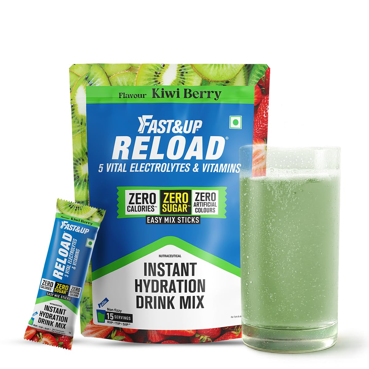 Fast&Up Reload Zero Sugar Instant Hydration Mix - Mango Samba| Electrolyte Powder | Pack of 15 | Travel Friendly — Amazon image 12