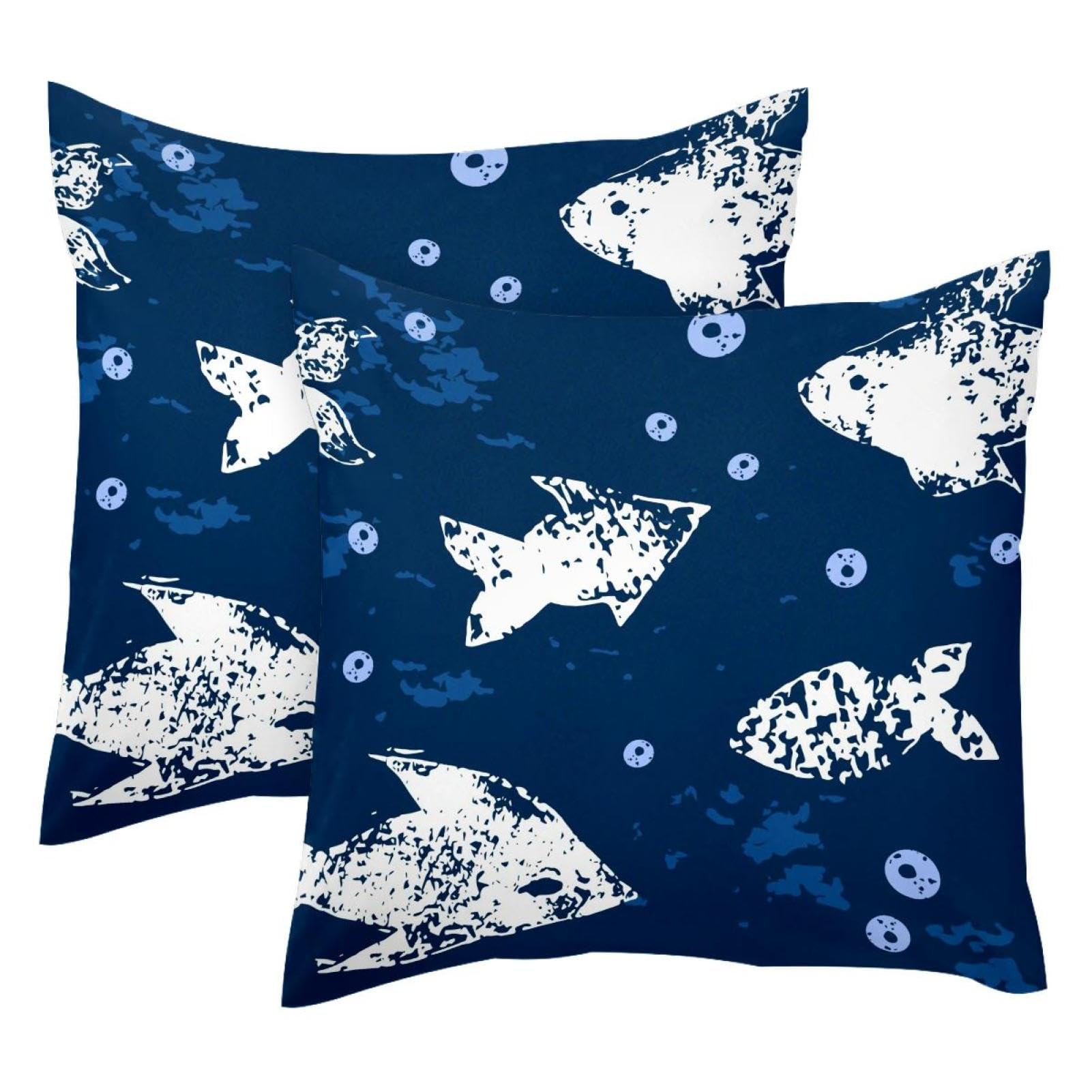 Housse de coussin en velours déco marine pour salon et chambre 50x50