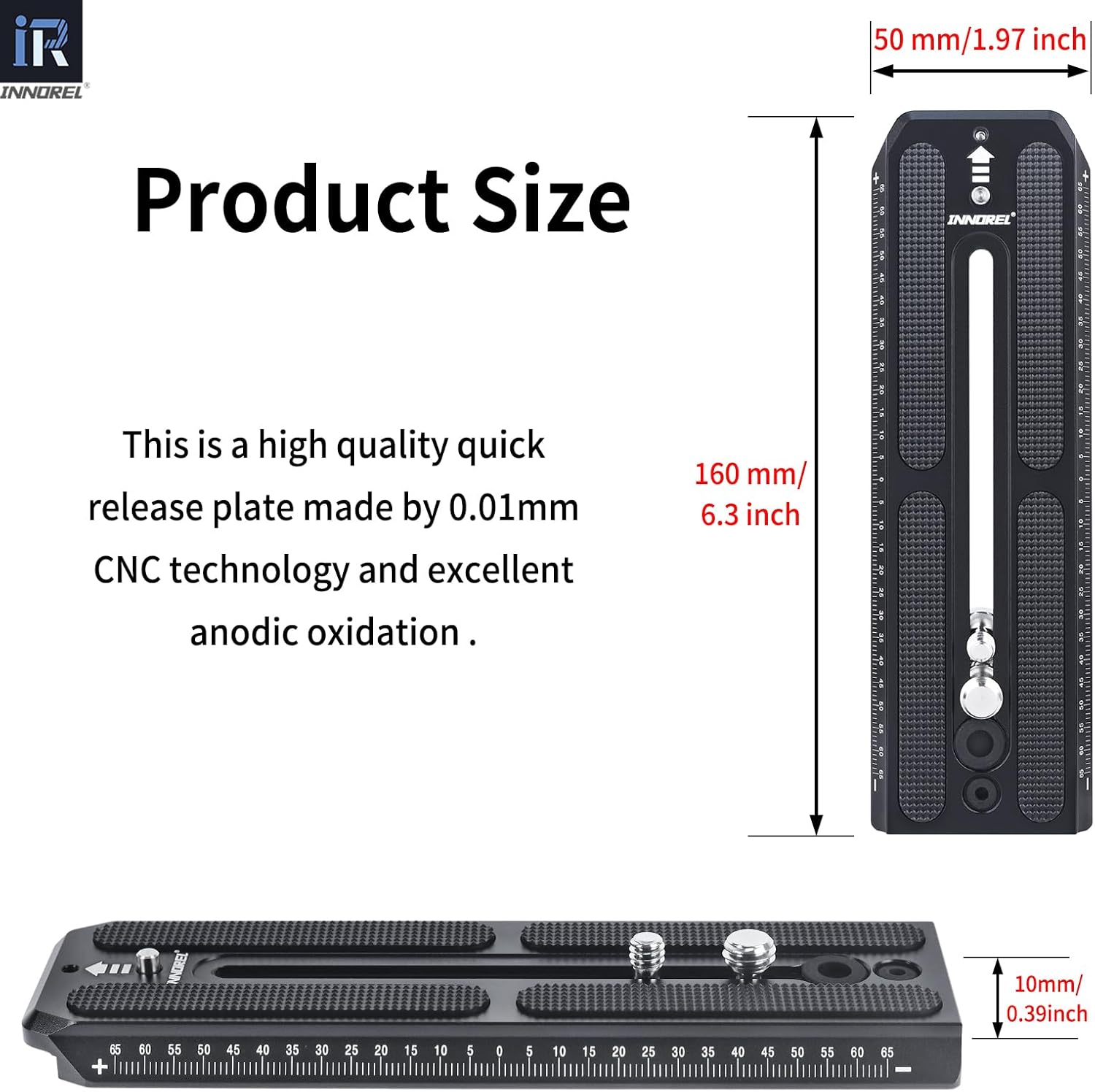 INNOREL 2 Pieces 501PL Tripod Fluid Head Quick Release Plate Compatible with Manfrotto 501PL Series Video Fluid Head,Camera Mounting Plate with 1/4" and 3/8" Screws, 50mm Width,QV160