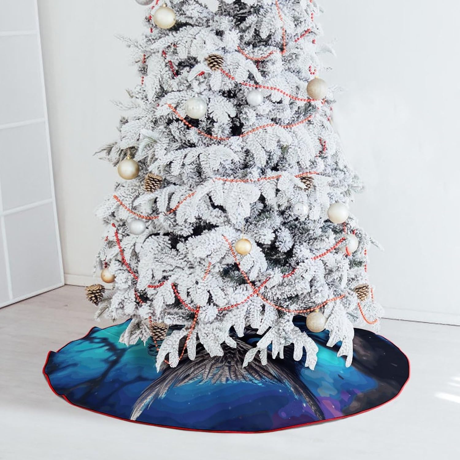 Christmas Tree SkirtBlue Owlclassic Fashion Tree Skirt Painted Multifunctional Christmas Tree Skirt