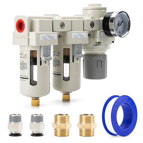 Miniatura 7 de Sistema de secado de aire NPT de 1/4 pulgadas Filtro de compresor de aire Filtros de aire dobles Combo de regulador de presión de aire