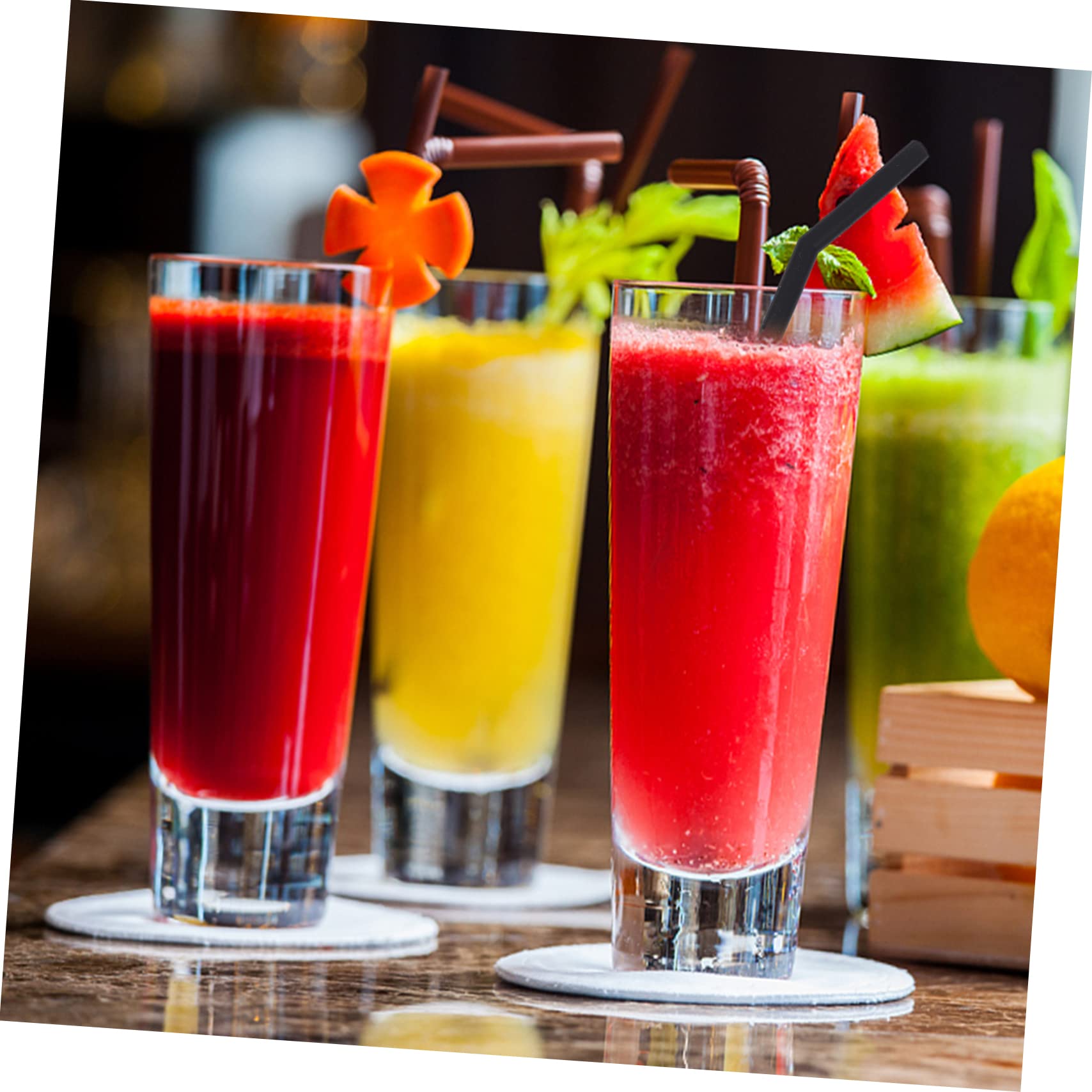 Ciieeo 48 Stück 1 Satz Strohhalm aus schwarzem Silikon tropische Strohhalme Smoothie-Stroh kinder strohhalme smoothie strohhalme praktische Milchstrohhalme praktische Trinkhalme Kieselgel