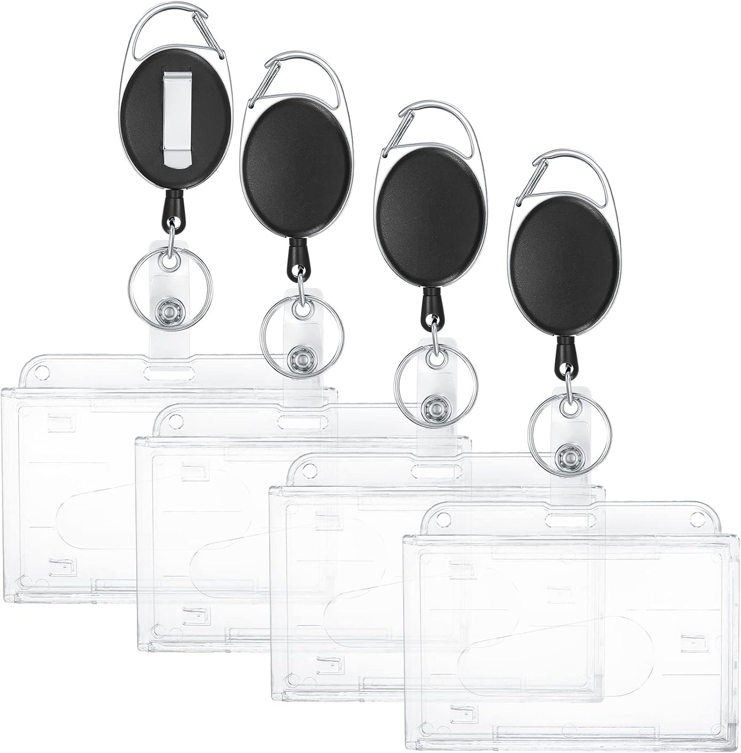 4 Stück Ausweishüllen mit Schlüssel einziehbarem, Kartenhalter ...
