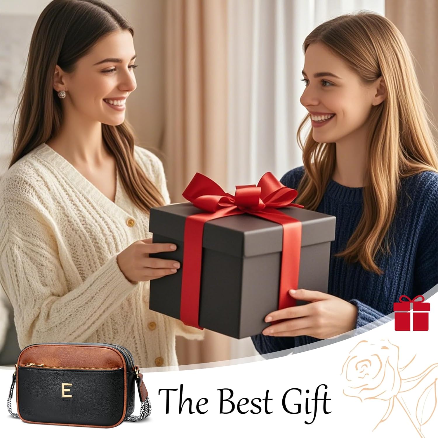 Valentines Gifts for Women Wife Personalized Crossbody Bag Small Purse with Initial Letter Shoulder Handbags